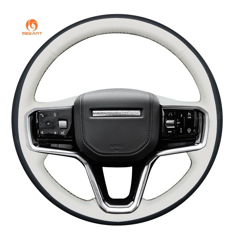 MEWANT Genuine Leather Car Steering Wheel Cove for Land Rover Range Rover Sport III(L461) 2022 - 2024 / Discovery Sport (L550) / Range Rover Evoque II(L551) / Range Rover Velar (L560) - Alcantara, Leather, Carbon Fiber, Easy Install, Non - Slip, Best Steering Wheel Cover