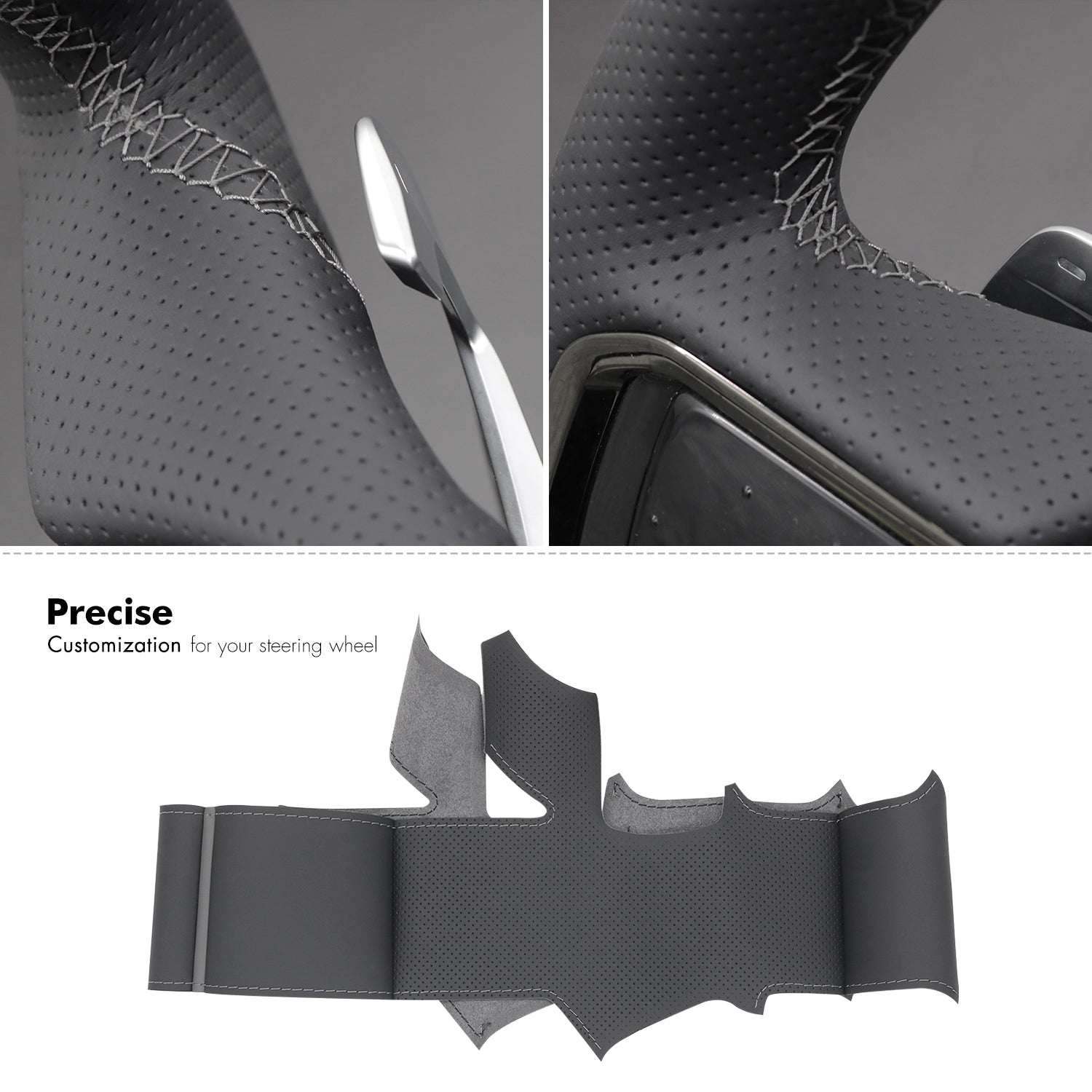 MEWANT Genuine Leather Car Steering Wheel Cove for Land Rover Range Rover Sport III(L461) 2022 - 2024 / Discovery Sport (L550) / Range Rover Evoque II(L551) / Range Rover Velar (L560) - Alcantara, Leather, Carbon Fiber, Easy Install, Non - Slip, Best Steering Wheel Cover