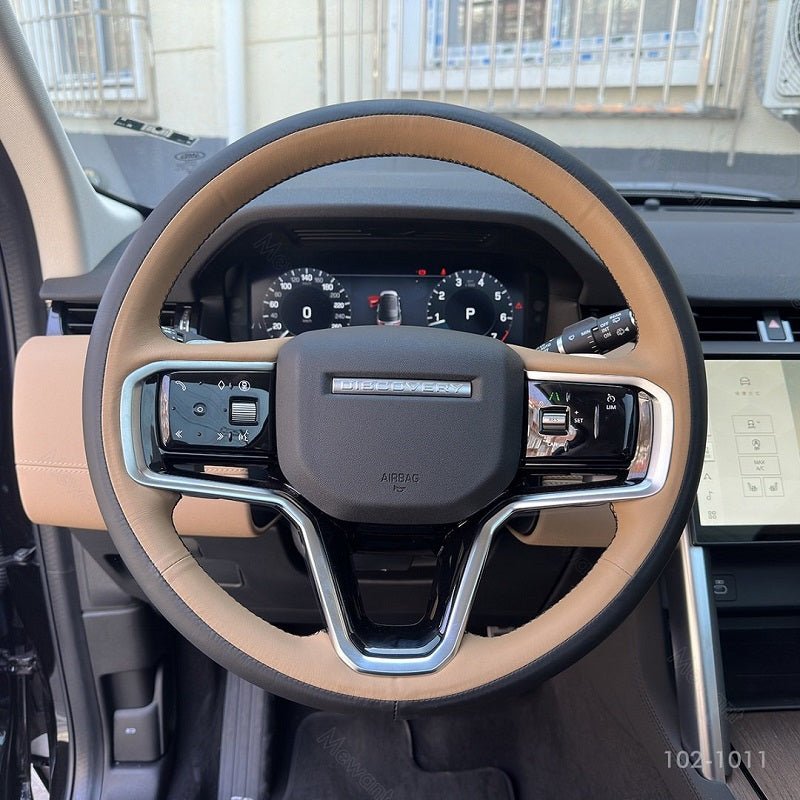 MEWANT Genuine Leather Car Steering Wheel Cove for Land Rover Range Rover Sport III(L461) 2022 - 2024 / Discovery Sport (L550) / Range Rover Evoque II(L551) / Range Rover Velar (L560) - Alcantara, Leather, Carbon Fiber, Easy Install, Non - Slip, Best Steering Wheel Cover