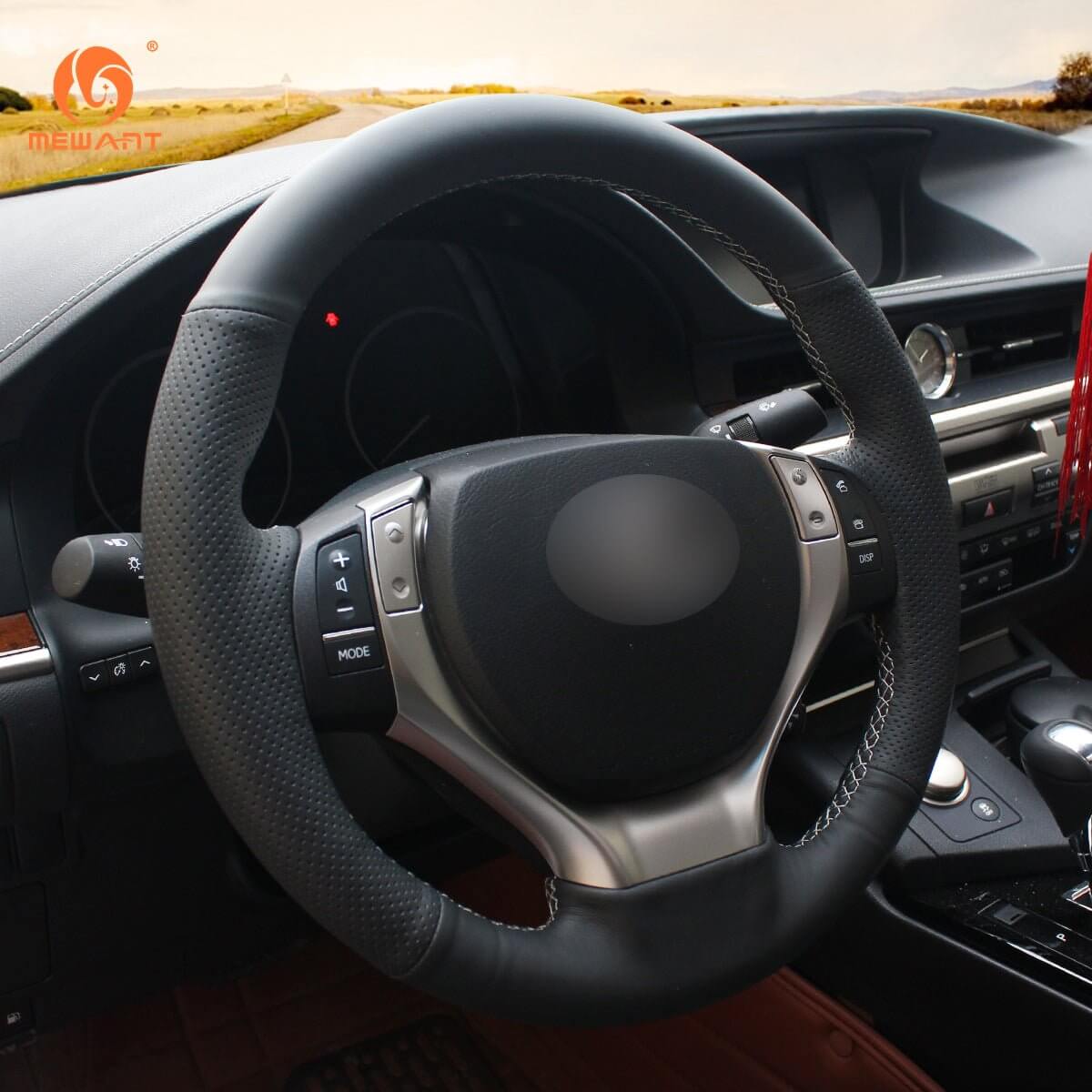 MEWANT Genuine Leather Car Steering Wheel Cove for LexusES250 /ES300h /GS250 /GS300h /RX270 /RX350 - Alcantara, Leather, Carbon Fiber, Easy Install, Non - Slip, Best Steering Wheel Cover