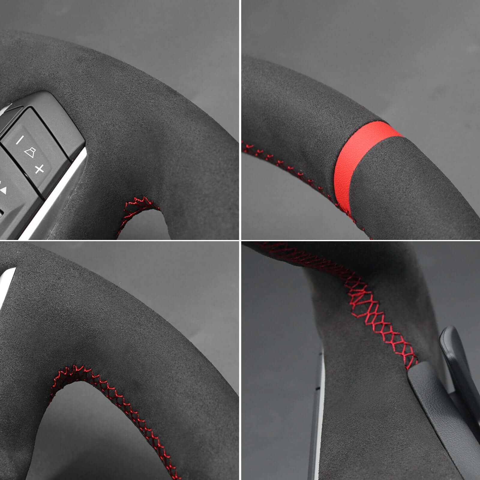 MEWANT Genuine Leather Car Steering Wheel Cove for Mitsubishi Outlander - Alcantara, Leather, Carbon Fiber, Easy Install, Non - Slip, Best Steering Wheel Cover