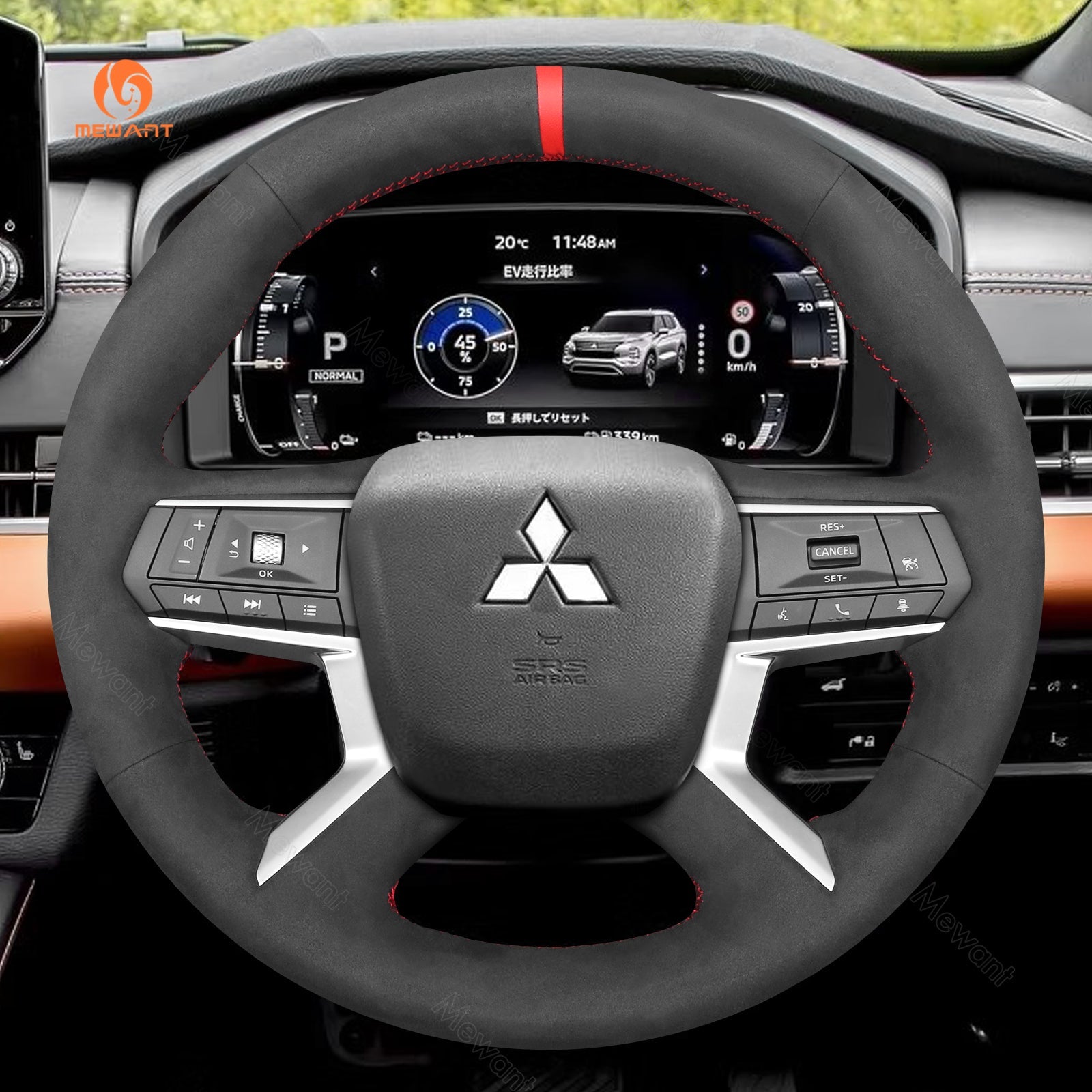 MEWANT Genuine Leather Car Steering Wheel Cove for Mitsubishi Outlander - Mewant Cover