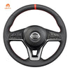 MEWANT Genuine Leather Car Steering Wheel Cove for Nissan Navara 2021 - 2024 - Alcantara, Leather, Carbon Fiber, Easy Install, Non - Slip, Best Steering Wheel Cover