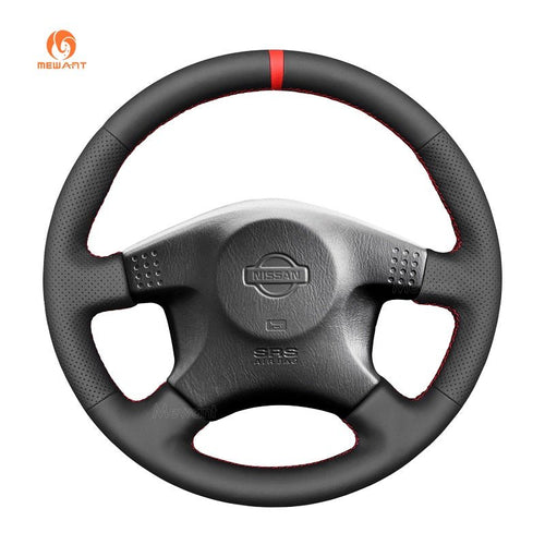 MEWANT Genuine Leather Car Steering Wheel Cove for Nissan Skyline ECR33 R33 GTR - Alcantara, Leather, Carbon Fiber, Easy Install, Non - Slip, Best Steering Wheel Cover