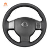 MEWANT Genuine Leather Car Steering Wheel Cove for Nissan Tiida 2004 - 2010 - Alcantara, Leather, Carbon Fiber, Easy Install, Non - Slip, Best Steering Wheel Cover
