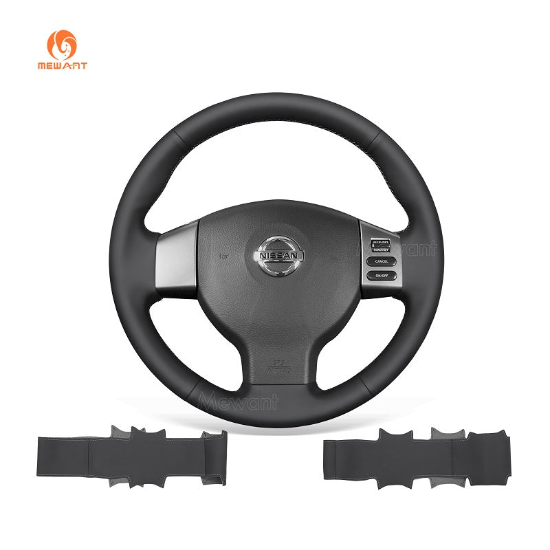 MEWANT Genuine Leather Car Steering Wheel Cove for Nissan Tiida 2004 - 2010 - Alcantara, Leather, Carbon Fiber, Easy Install, Non - Slip, Best Steering Wheel Cover