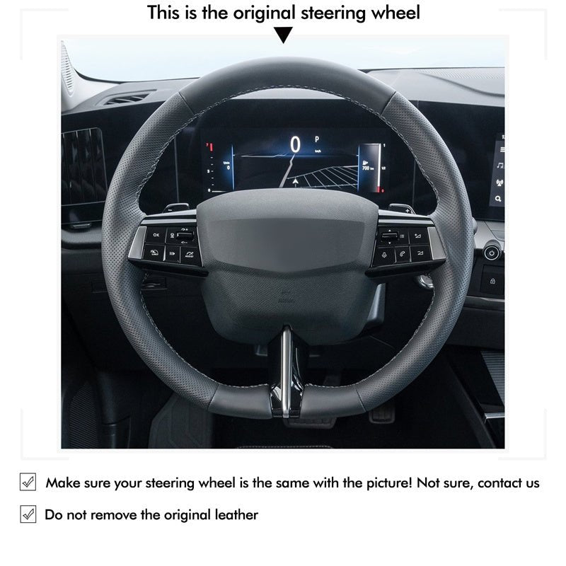 MEWANT Genuine Leather Car Steering Wheel Cove for Opel Astra 2022 - 2024 - Alcantara, Leather, Carbon Fiber, Easy Install, Non - Slip, Best Steering Wheel Cover