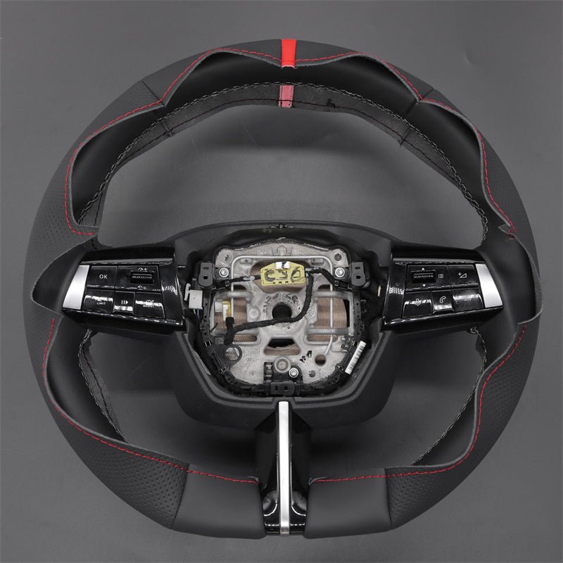 MEWANT Genuine Leather Car Steering Wheel Cove for Opel Astra 2022 - 2024 - Alcantara, Leather, Carbon Fiber, Easy Install, Non - Slip, Best Steering Wheel Cover