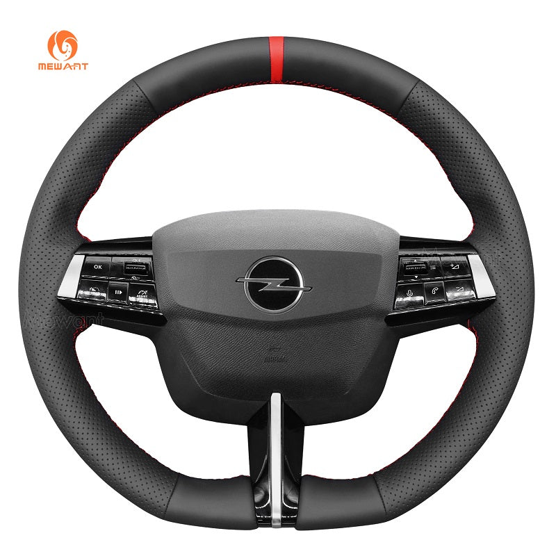 MEWANT Genuine Leather Car Steering Wheel Cove for Opel Astra 2022 - 2024 - Alcantara, Leather, Carbon Fiber, Easy Install, Non - Slip, Best Steering Wheel Cover