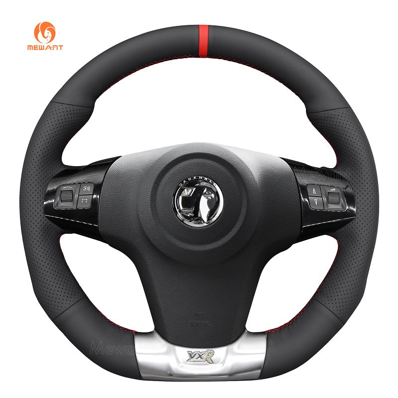 MEWANT Genuine Leather Car Steering Wheel Cove for Opel Corsa OPC - Alcantara, Leather, Carbon Fiber, Easy Install, Non - Slip, Best Steering Wheel Cover