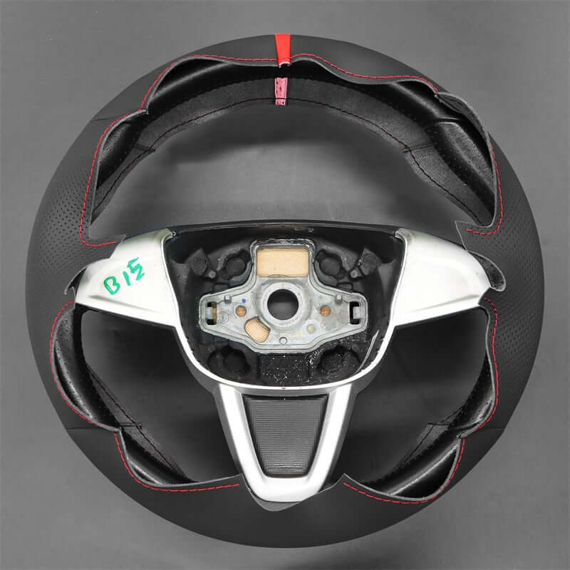 MEWANT Genuine Leather Car Steering Wheel Cove for Seat Ibiza (6J)/ Mii - Alcantara, Leather, Carbon Fiber, Easy Install, Non - Slip, Best Steering Wheel Cover