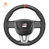 MEWANT Genuine Leather Car Steering Wheel Cove for Seat Leon Alhambra Toledo Altea - Alcantara, Leather, Carbon Fiber, Easy Install, Non - Slip, Best Steering Wheel Cover