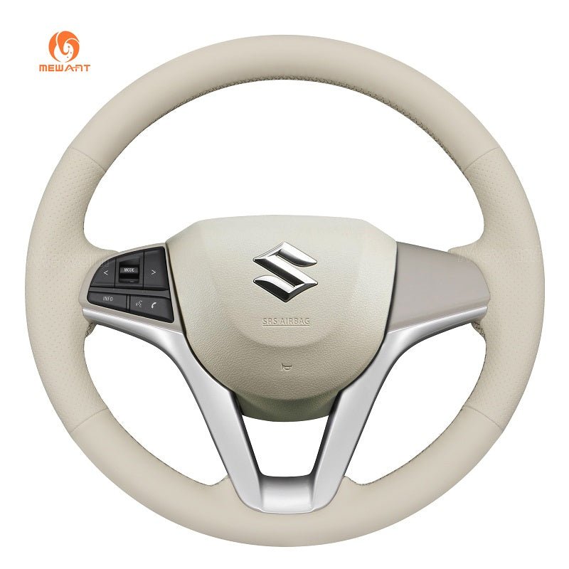 MEWANT Genuine Leather Car Steering Wheel Cove for Suzuki Spacia / Wagon R / Hustler / solio / XBee - Alcantara, Leather, Carbon Fiber, Easy Install, Non - Slip, Best Steering Wheel Cover