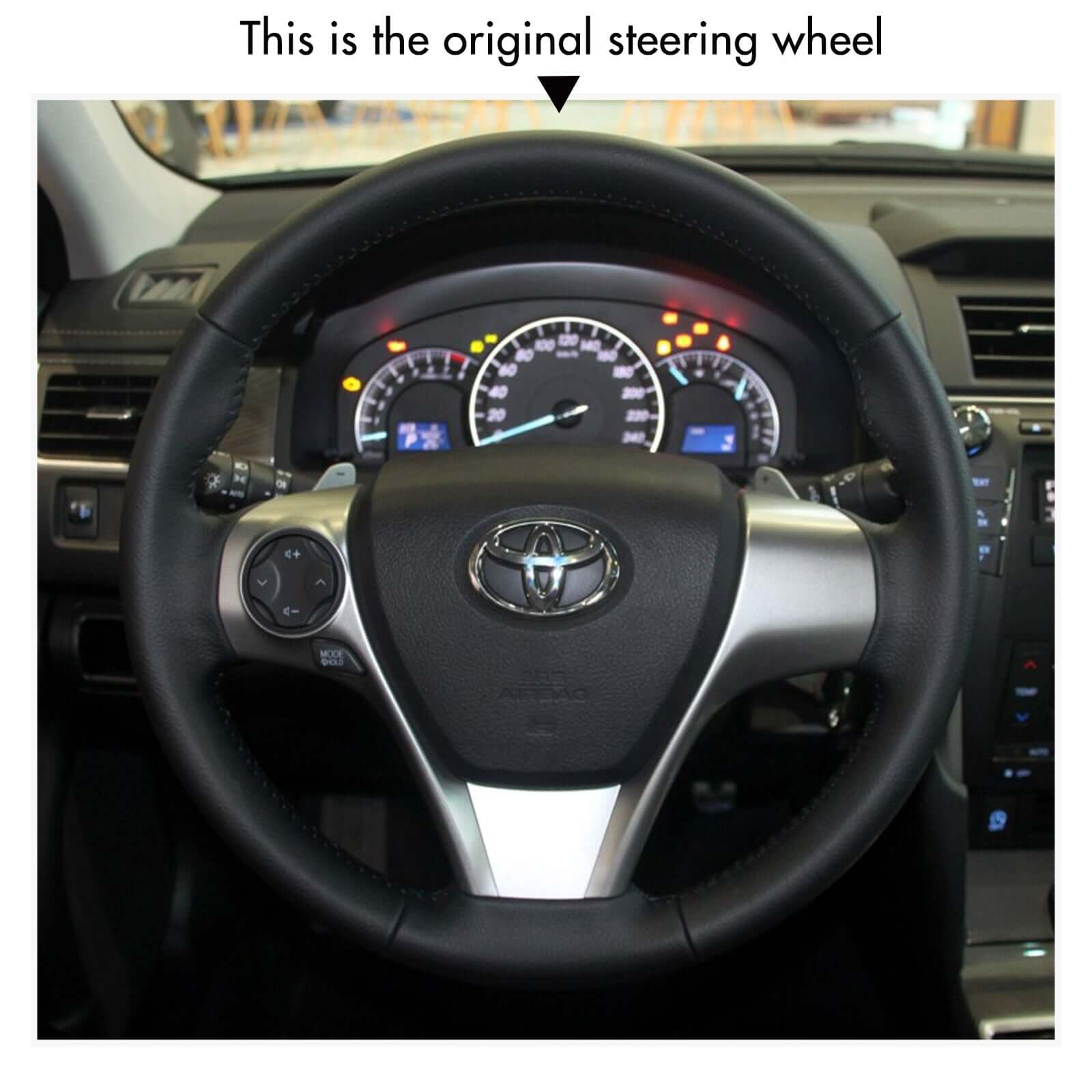 MEWANT Genuine Leather Car Steering Wheel Cove for Toyota Camry / Venza /Aurion - Alcantara, Leather, Carbon Fiber, Easy Install, Non - Slip, Best Steering Wheel Cover