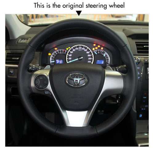 MEWANT Genuine Leather Car Steering Wheel Cove for Toyota Camry / Venza /Aurion - Alcantara, Leather, Carbon Fiber, Easy Install, Non - Slip, Best Steering Wheel Cover