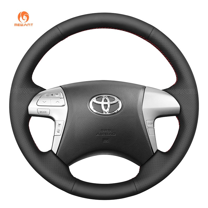 MEWANT Genuine Leather Car Steering Wheel Cove for Toyota Fortuner 2011 - 2015 / Hilux 2011 - 2015 - Alcantara, Leather, Carbon Fiber, Easy Install, Non - Slip, Best Steering Wheel Cover