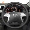 MEWANT Genuine Leather Car Steering Wheel Cove for Toyota Fortuner 2011 - 2015 / Hilux 2011 - 2015 - Alcantara, Leather, Carbon Fiber, Easy Install, Non - Slip, Best Steering Wheel Cover