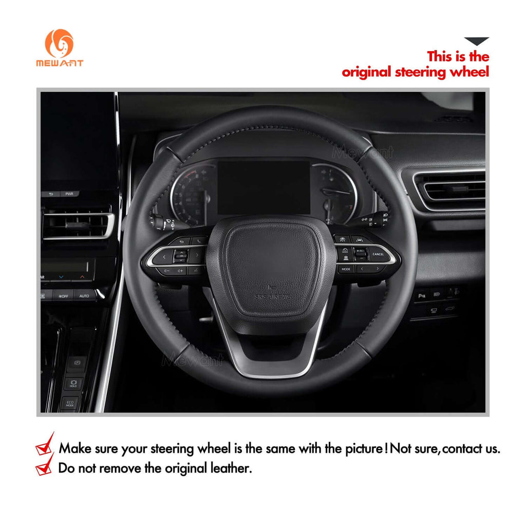 MEWANT Genuine Leather Car Steering Wheel Cove for Toyota Innova 2020 - 2023 - Alcantara, Leather, Carbon Fiber, Easy Install, Non - Slip, Best Steering Wheel Cover