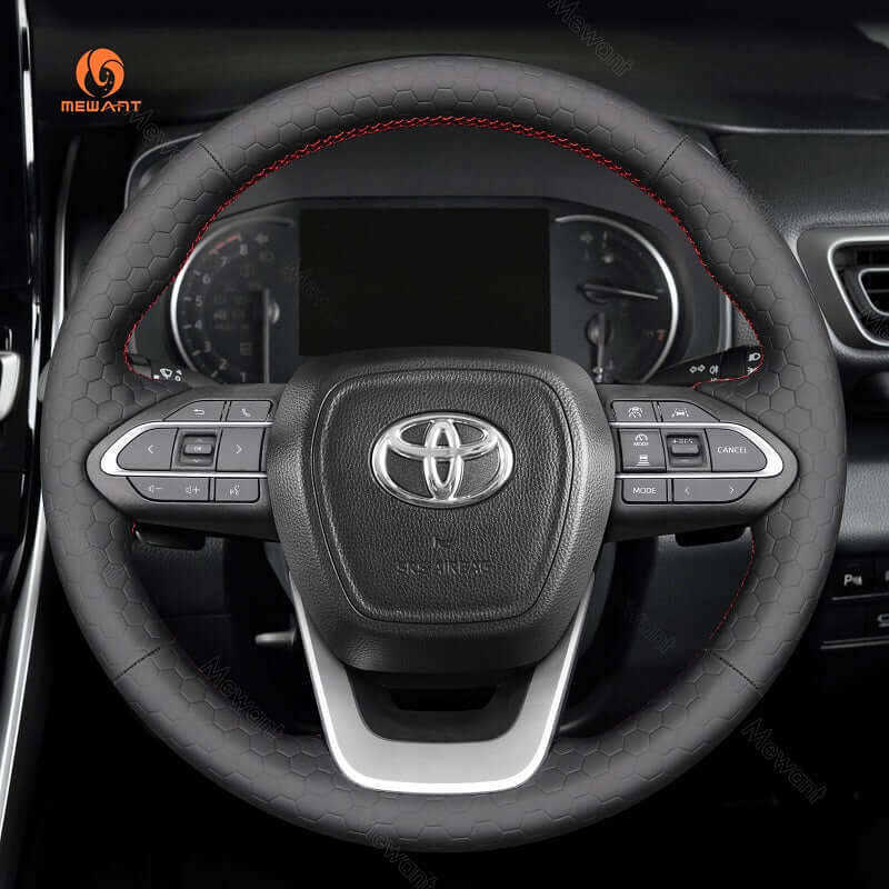 MEWANT Genuine Leather Car Steering Wheel Cove for Toyota Innova 2020 - 2023 - Alcantara, Leather, Carbon Fiber, Easy Install, Non - Slip, Best Steering Wheel Cover