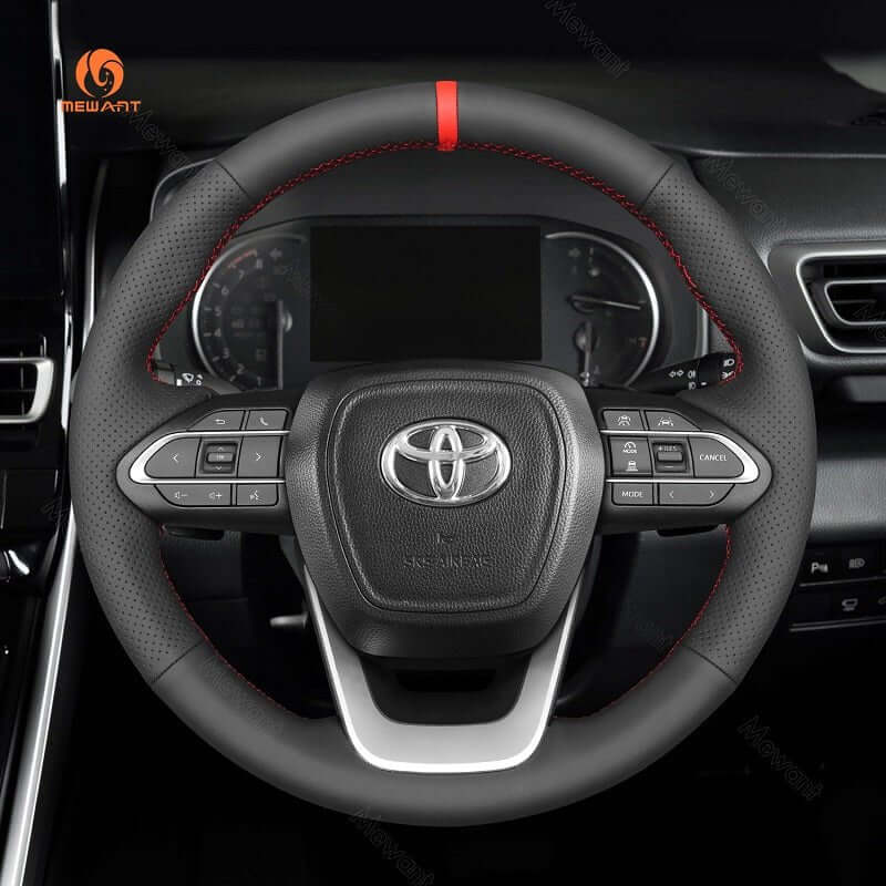 MEWANT Genuine Leather Car Steering Wheel Cove for Toyota Innova 2020 - 2023 - Alcantara, Leather, Carbon Fiber, Easy Install, Non - Slip, Best Steering Wheel Cover