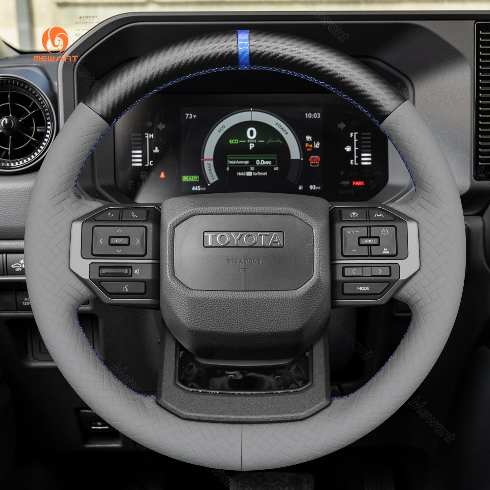 MEWANT Genuine Leather Car Steering Wheel Cove for Toyota Land Cruiser 2024 - Alcantara, Leather, Carbon Fiber, Easy Install, Non - Slip, Best Steering Wheel Cover