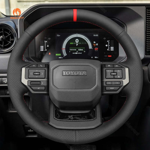 MEWANT Genuine Leather Car Steering Wheel Cove for Toyota Land Cruiser 2024 - Alcantara, Leather, Carbon Fiber, Easy Install, Non - Slip, Best Steering Wheel Cover