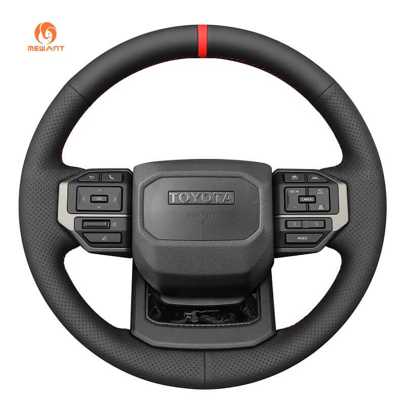 MEWANT Genuine Leather Car Steering Wheel Cove for Toyota Land Cruiser 2024 - Alcantara, Leather, Carbon Fiber, Easy Install, Non - Slip, Best Steering Wheel Cover