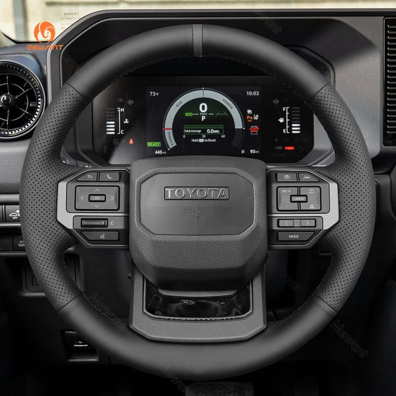 MEWANT Genuine Leather Car Steering Wheel Cove for Toyota Land Cruiser 2024 - Alcantara, Leather, Carbon Fiber, Easy Install, Non - Slip, Best Steering Wheel Cover