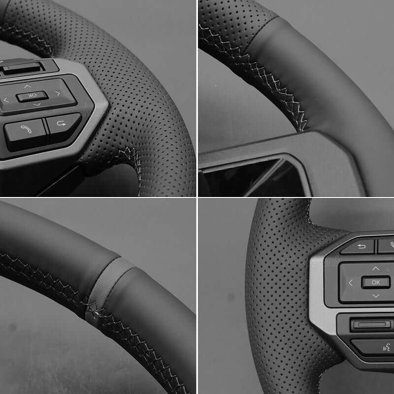 MEWANT Genuine Leather Car Steering Wheel Cove for Toyota Land Cruiser 2024 - Alcantara, Leather, Carbon Fiber, Easy Install, Non - Slip, Best Steering Wheel Cover