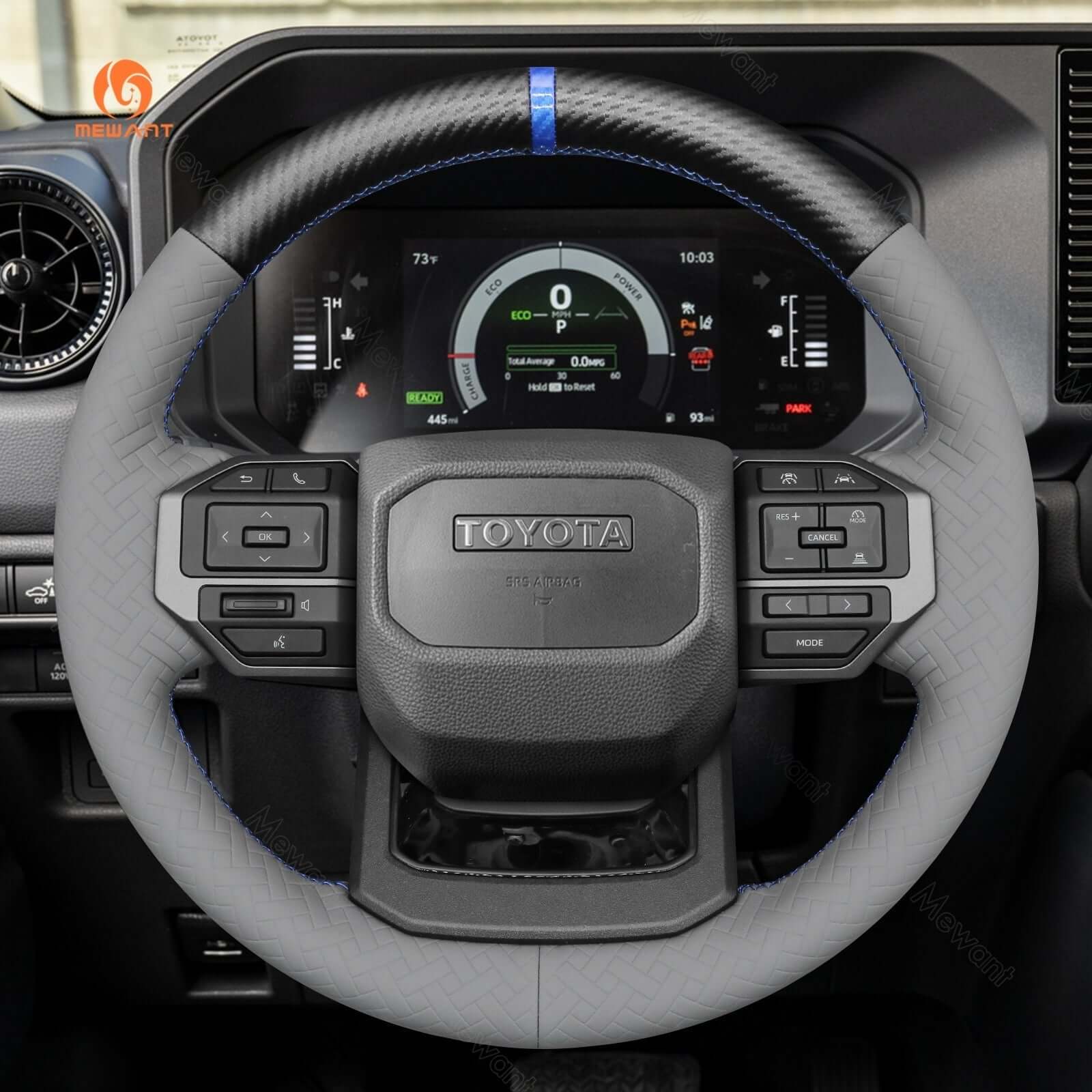 MEWANT Genuine Leather Car Steering Wheel Cove for Toyota Land Cruiser 2024 - Alcantara, Leather, Carbon Fiber, Easy Install, Non - Slip, Best Steering Wheel Cover