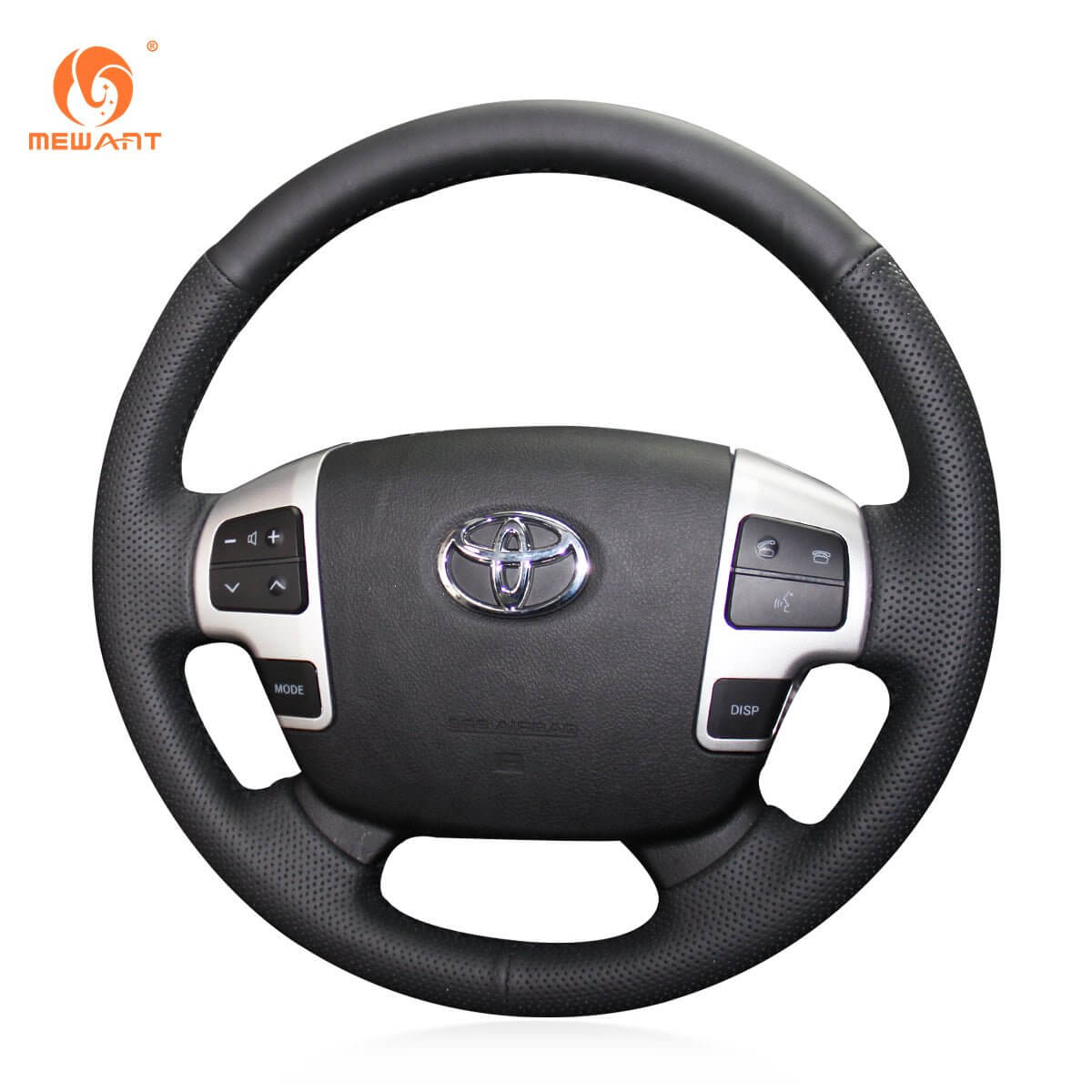 MEWANT Genuine Leather Car Steering Wheel Cove for Toyota Land Cruiser/ Land Cruiser/ Tundra/ Sequoia/ HiAce 2007 - 2018 - Alcantara, Leather, Carbon Fiber, Easy Install, Non - Slip, Best Steering Wheel Cover