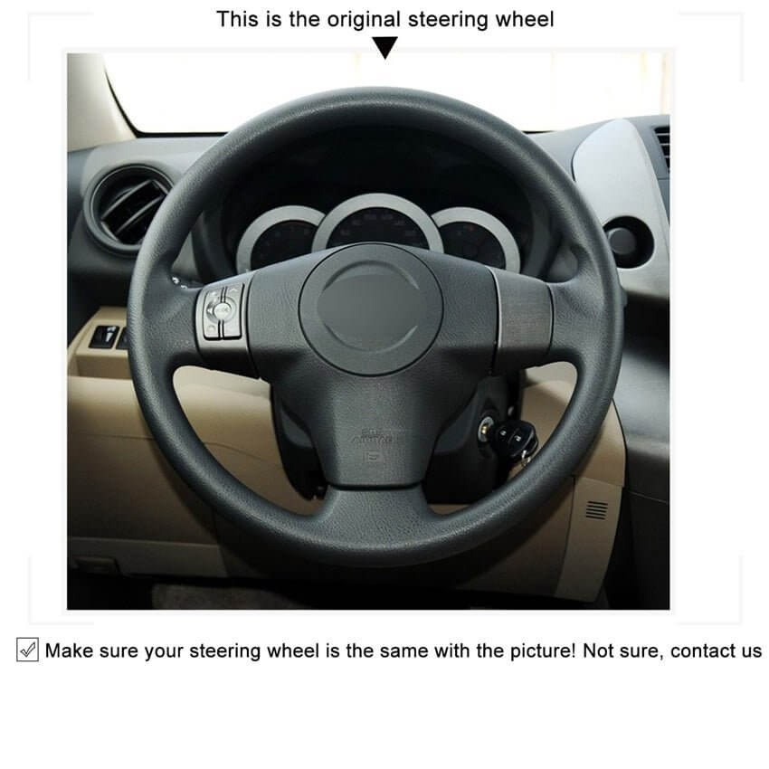 MEWANT Genuine Leather Car Steering Wheel Cove for Toyota RAV4/ Yaris/ Yaris (Vitz)/ Urban Cruiser/ Passo Sette/ Vanguard/ Ist 2005 - 2016 - Alcantara, Leather, Carbon Fiber, Easy Install, Non - Slip, Best Steering Wheel Cover
