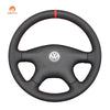 MEWANT Genuine Leather Car Steering Wheel Cove for Volkswagen Santana 2000 - 2012 - Alcantara, Leather, Carbon Fiber, Easy Install, Non - Slip, Best Steering Wheel Cover