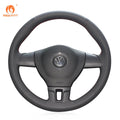 MEWANT Genuine Leather Car Steering Wheel Cove for Volkswagen Sharan /Passat Variant /EOS /Amarok /California / Caravelle / T5 Transporter - Alcantara, Leather, Carbon Fiber, Easy Install, Non - Slip, Best Steering Wheel Cover