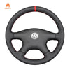MEWANT Genuine Leather Car Steering Wheel Cove for Volkswagen Santana 2000 - 2012 - Alcantara, Leather, Carbon Fiber, Easy Install, Non - Slip, Best Steering Wheel Cover
