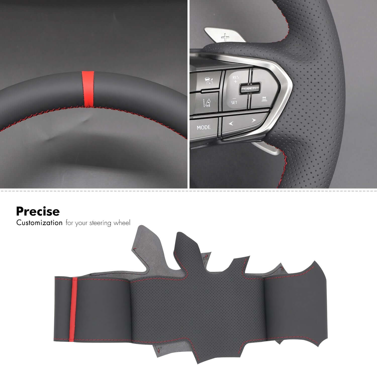 MEWANT Genuine Leather Car Steering Wheel Cover for Lexus RX350 NX350 2022 - 2024 - Alcantara, Leather, Carbon Fiber, Easy Install, Non - Slip, Best Steering Wheel Cover