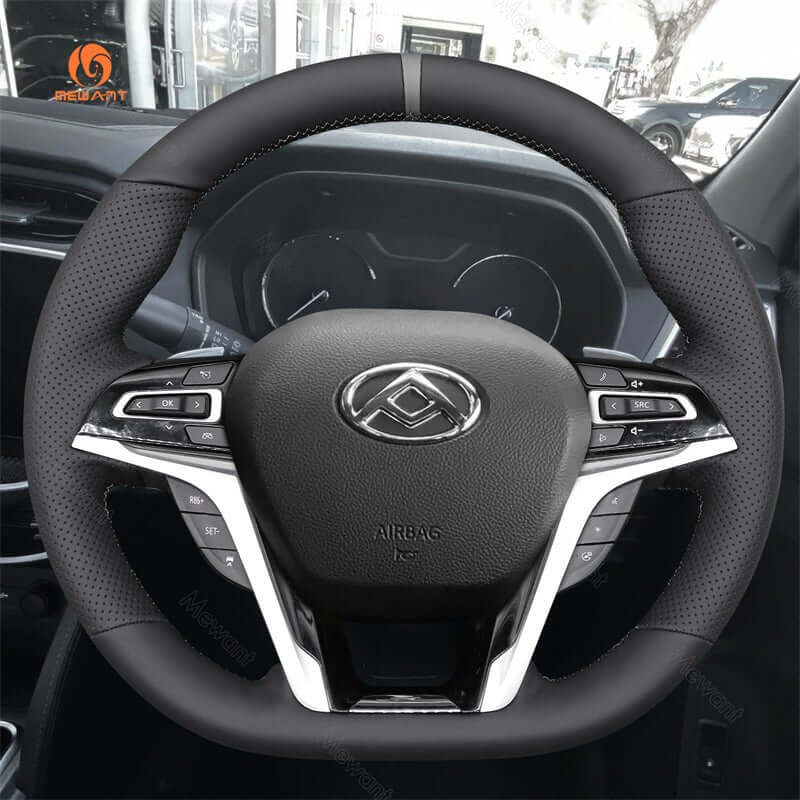 MEWANT Hand Sewing Car Steering Wheel Cover for LDV Maxus D90 2017 - 2020 - Alcantara, Leather, Carbon Fiber, Easy Install, Non - Slip, Best Steering Wheel Cover