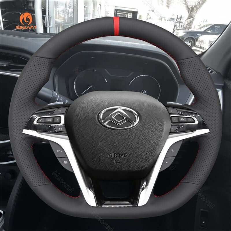 MEWANT Hand Sewing Car Steering Wheel Cover for LDV Maxus D90 2017 - 2020 - Alcantara, Leather, Carbon Fiber, Easy Install, Non - Slip, Best Steering Wheel Cover