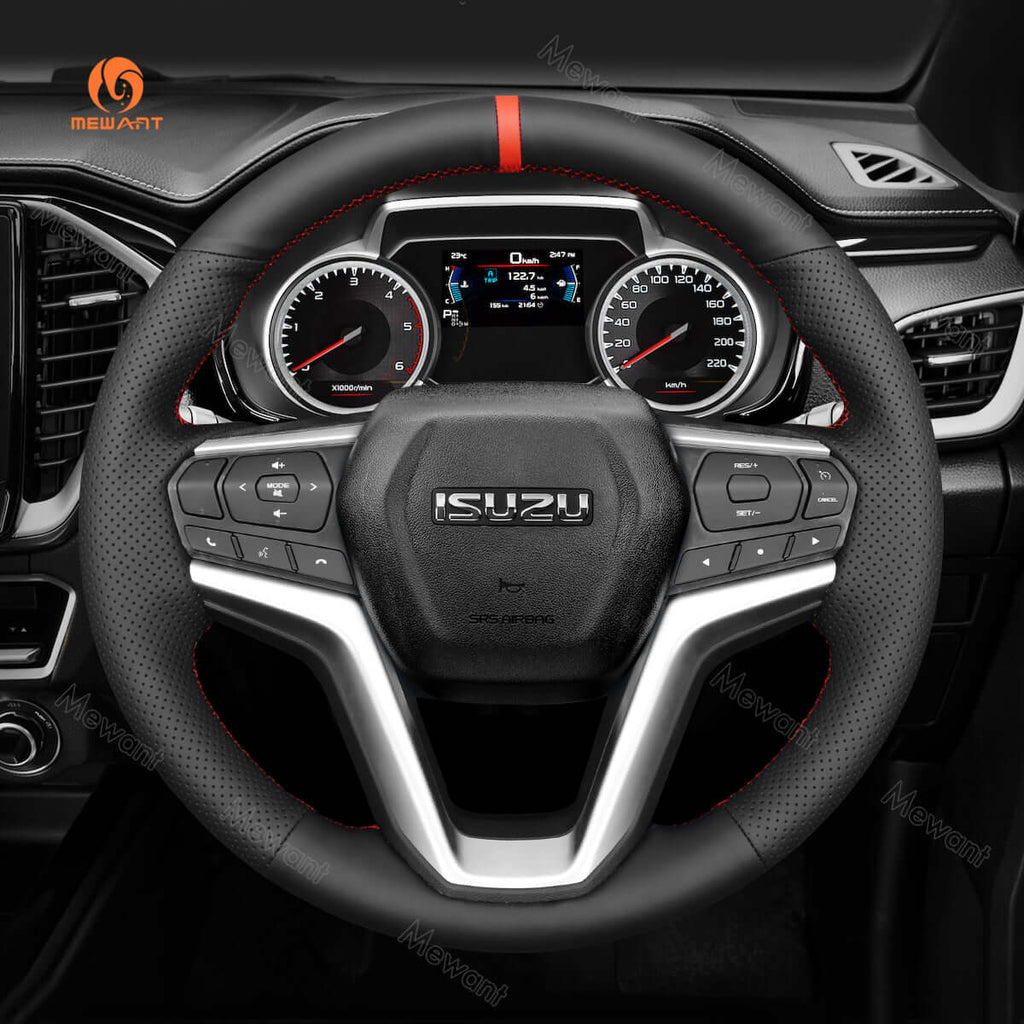 MEWANT Hand Sewn Alcantara Car Steering Wheel Cover for Isuzu D - MAX 2021 - 2022 - Alcantara, Leather, Carbon Fiber, Easy Install, Non - Slip, Best Steering Wheel Cover