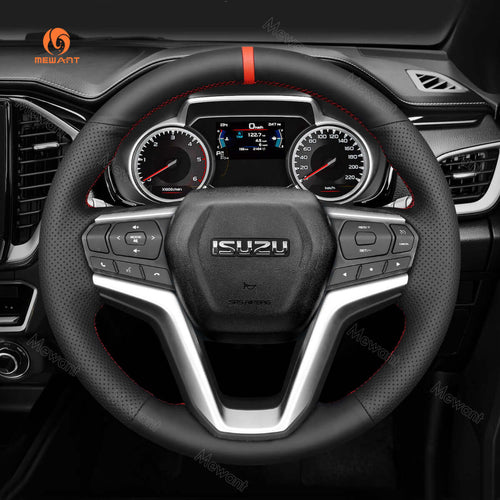 MEWANT Hand Sewn Alcantara Car Steering Wheel Cover for Isuzu D - MAX 2021 - 2022 - Alcantara, Leather, Carbon Fiber, Easy Install, Non - Slip, Best Steering Wheel Cover