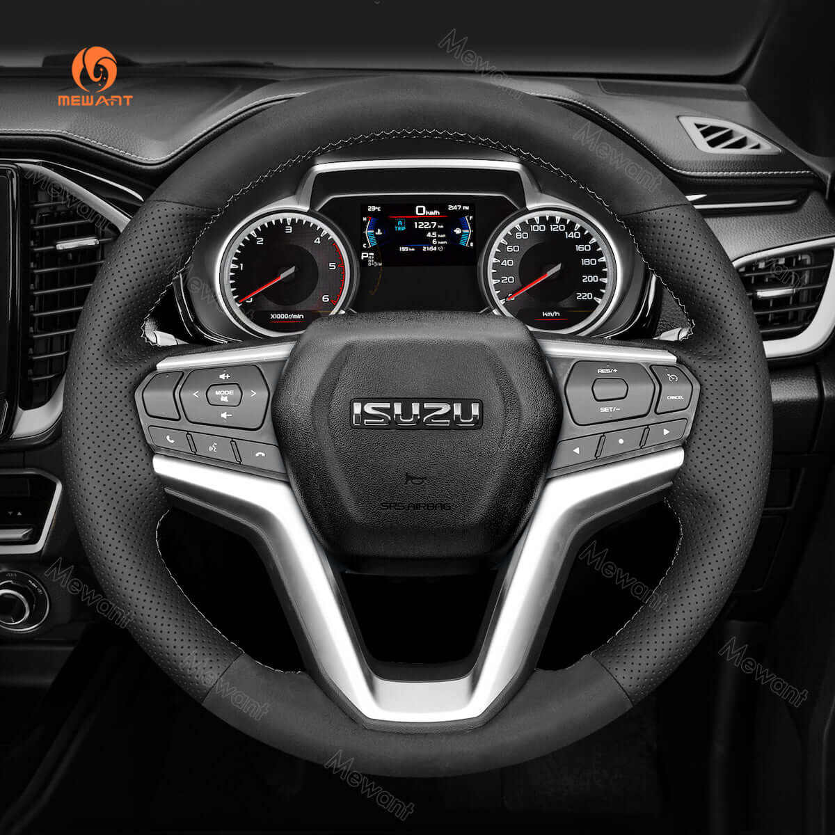 MEWANT Hand Sewn Alcantara Car Steering Wheel Cover for Isuzu D - MAX 2021 - 2022 - Alcantara, Leather, Carbon Fiber, Easy Install, Non - Slip, Best Steering Wheel Cover