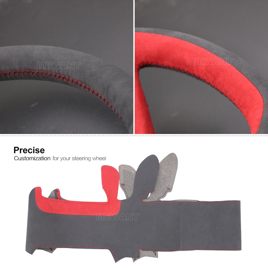 MEWANT Hand Stitch Alcantara Car Steering Wheel Cover for Honda Civic Type R (X/10) 2017 - 2021 for Honda - Alcantara, Leather, Carbon Fiber, Easy Install, Non - Slip, Best Steering Wheel Cover