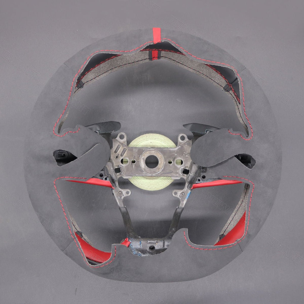 MEWANT Hand Stitch Alcantara Car Steering Wheel Cover for Honda Civic Type R (X/10) 2017 - 2021 for Honda - Alcantara, Leather, Carbon Fiber, Easy Install, Non - Slip, Best Steering Wheel Cover