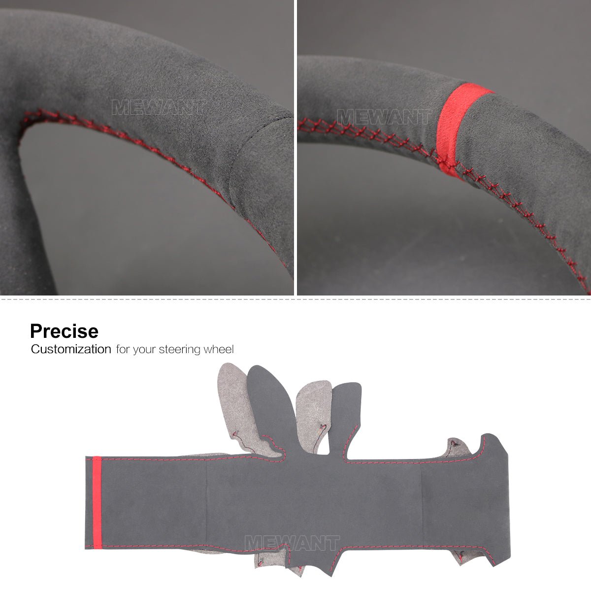 MEWANT Hand Stitch Alcantara Car Steering Wheel Cover for Honda Civic Type R (X/10) 2017 - 2021 for Honda - Alcantara, Leather, Carbon Fiber, Easy Install, Non - Slip, Best Steering Wheel Cover