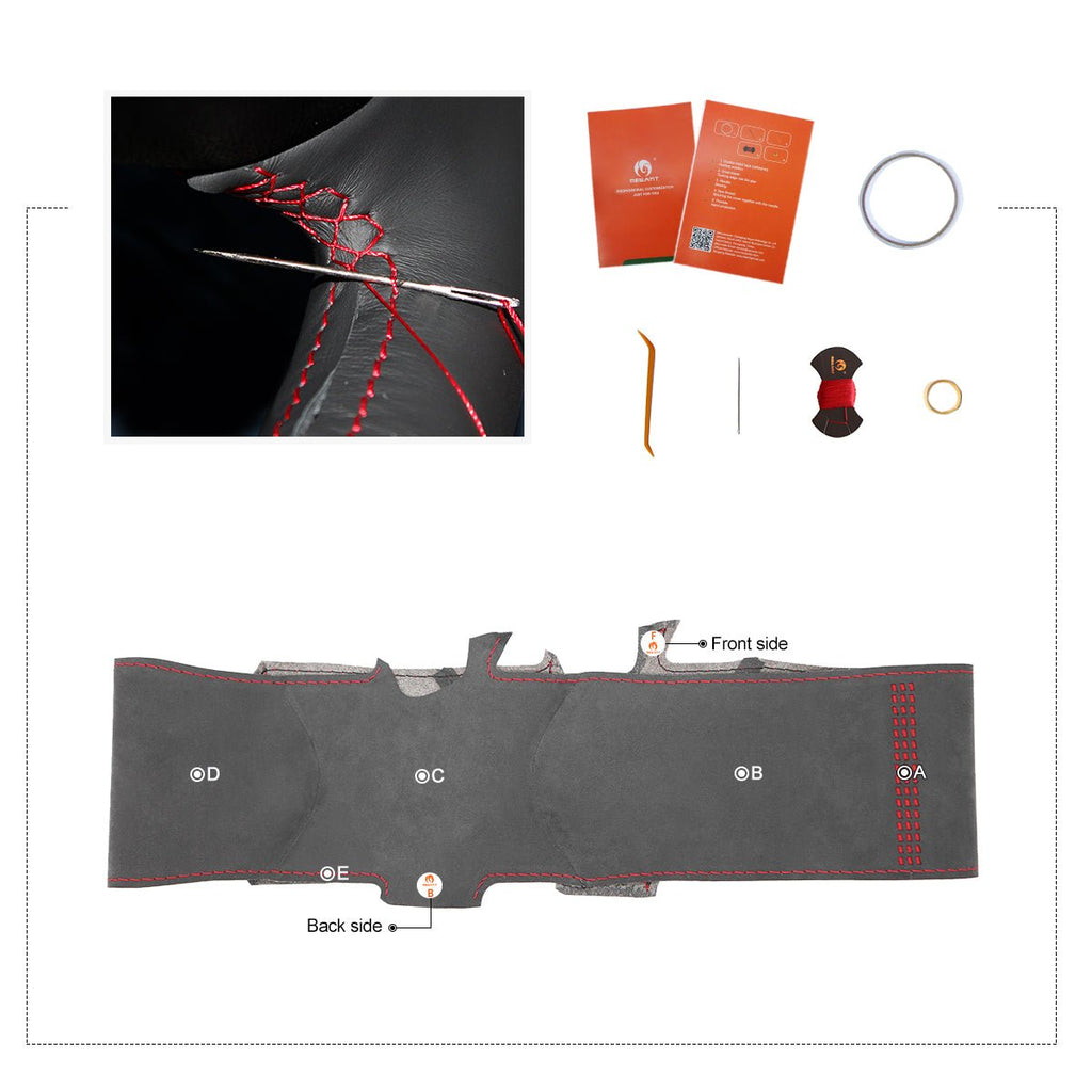 MEWANT Hand Stitch Alcantara Car Steering Wheel Cover for Mercedes Benz W177 W205 C118 C257 W213 W463 H247 X247 W167 W222 - Alcantara, Leather, Carbon Fiber, Easy Install, Non - Slip, Best Steering Wheel Cover