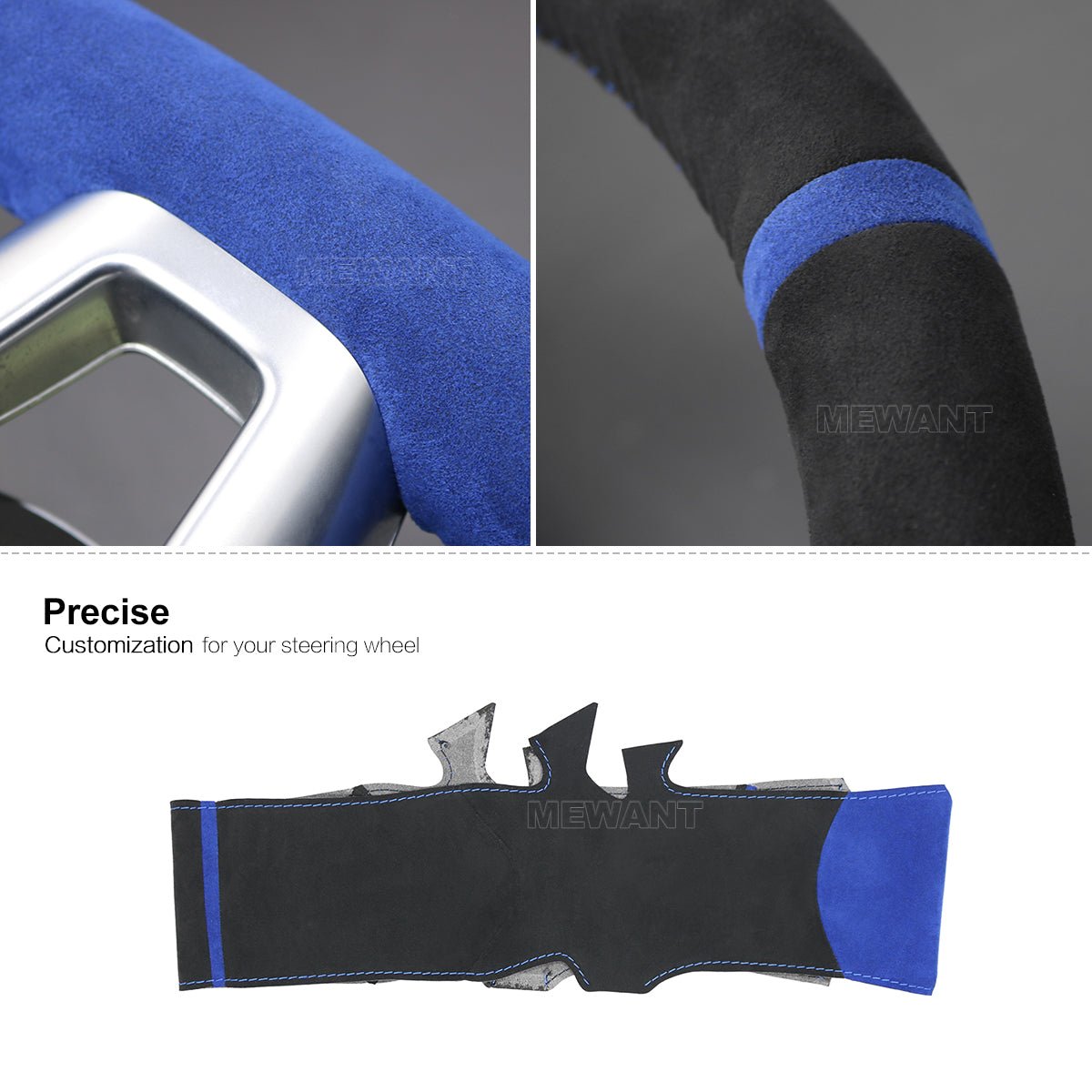 MEWANT Hand Stitch Alcantara Car Steering Wheel Cover for Mercedes Benz W205 AMG C43 GLA 45 C218 W213 X253 C253 W166 W222 R172 R231 - Alcantara, Leather, Carbon Fiber, Easy Install, Non - Slip, Best Steering Wheel Cover