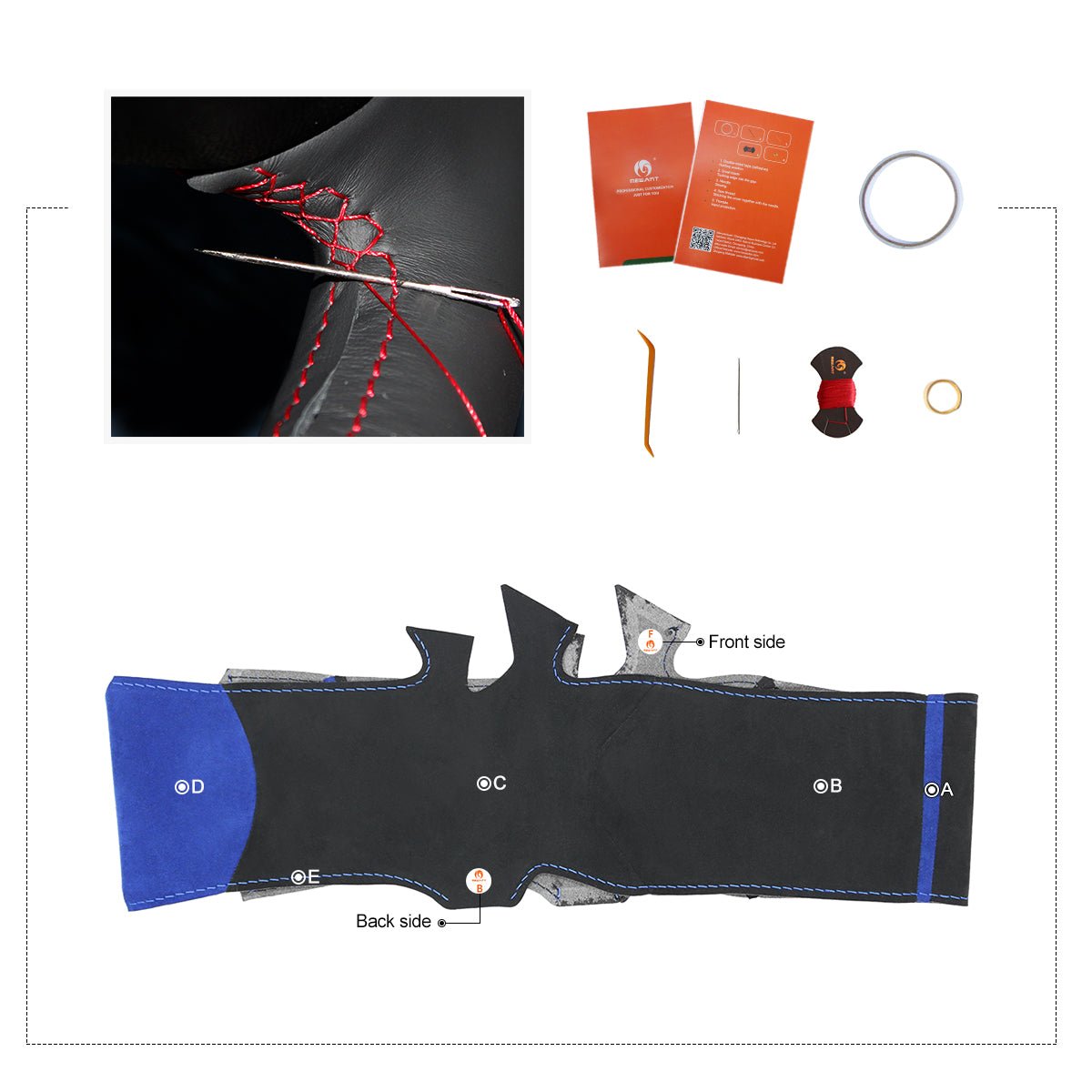 MEWANT Hand Stitch Alcantara Car Steering Wheel Cover for Mercedes Benz W205 AMG C43 GLA 45 C218 W213 X253 C253 W166 W222 R172 R231 - Alcantara, Leather, Carbon Fiber, Easy Install, Non - Slip, Best Steering Wheel Cover