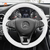 MEWANT Hand Stitch Alcantara Car Steering Wheel Cover for Mercedes Benz W205 C117 C218 W213 X156 X253 C253 W166 X166 W447 - Alcantara, Leather, Carbon Fiber, Easy Install, Non - Slip, Best Steering Wheel Cover