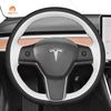 MEWANT Hand Stitch Alcantara Car Steering Wheel Cover for Tesla Model 3 2017 - 2020 / Model Y 2020 - 2021 - Alcantara, Leather, Carbon Fiber, Easy Install, Non - Slip, Best Steering Wheel Cover