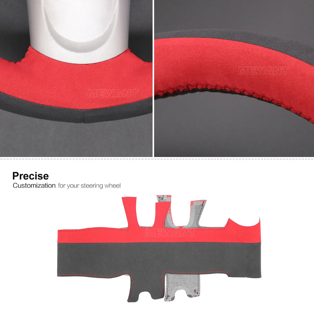 MEWANT Hand Stitch Athsuede Car Steering Wheel Cover for Mini Coupe Clubman Clubvan Roadster - Alcantara, Leather, Carbon Fiber, Easy Install, Non - Slip, Best Steering Wheel Cover